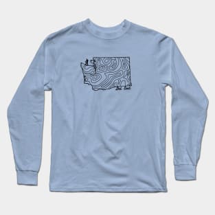 Get Lost Hiking Topographic Art Hike Washington State Map Long Sleeve T-Shirt